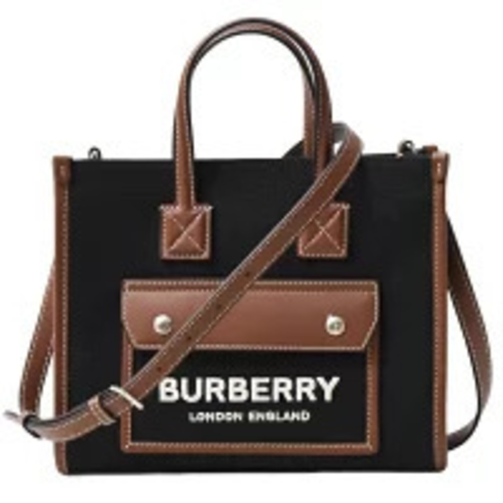 Burberry bag Freya tote shoulder canvas leather black brown